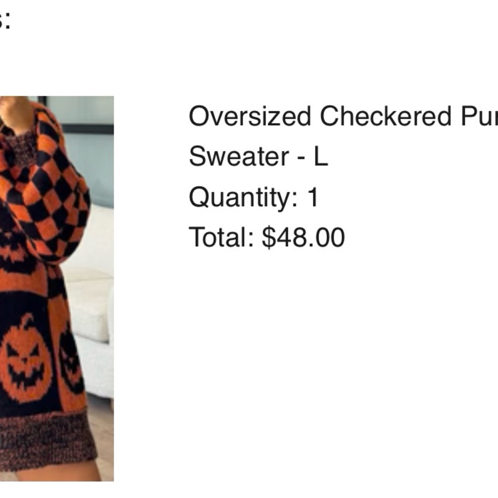 TALULAH Orange and Black Pumpkin Sweater - Picture 3 of 3